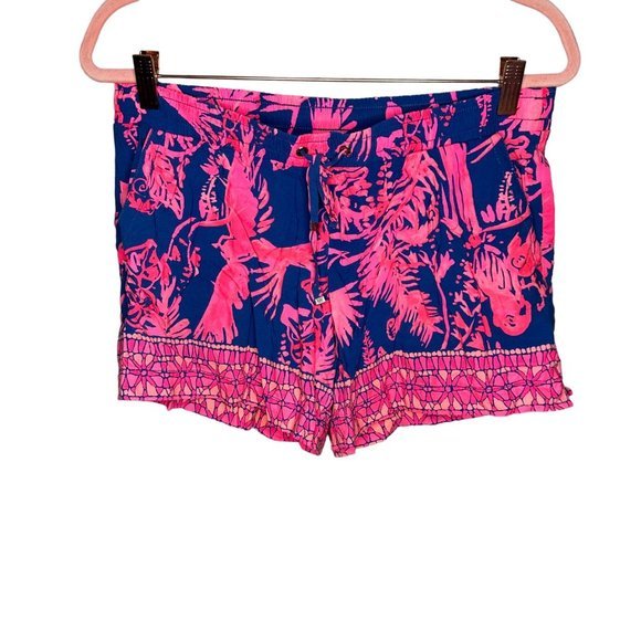 Lilly Pulitzer Pants - Lilly Pulitzer Katia Shorts Women's Indigo Night Caw Rayon Drawstring #25241 Med